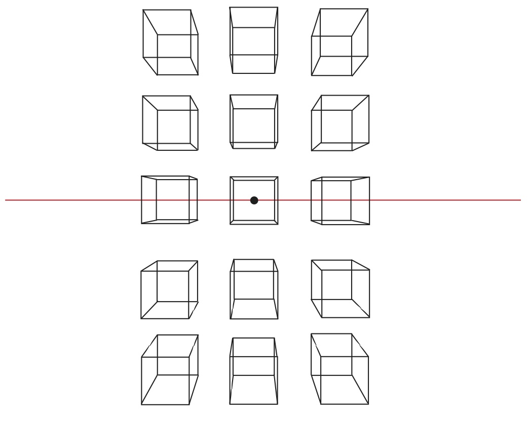 様々な角度から見る立方体